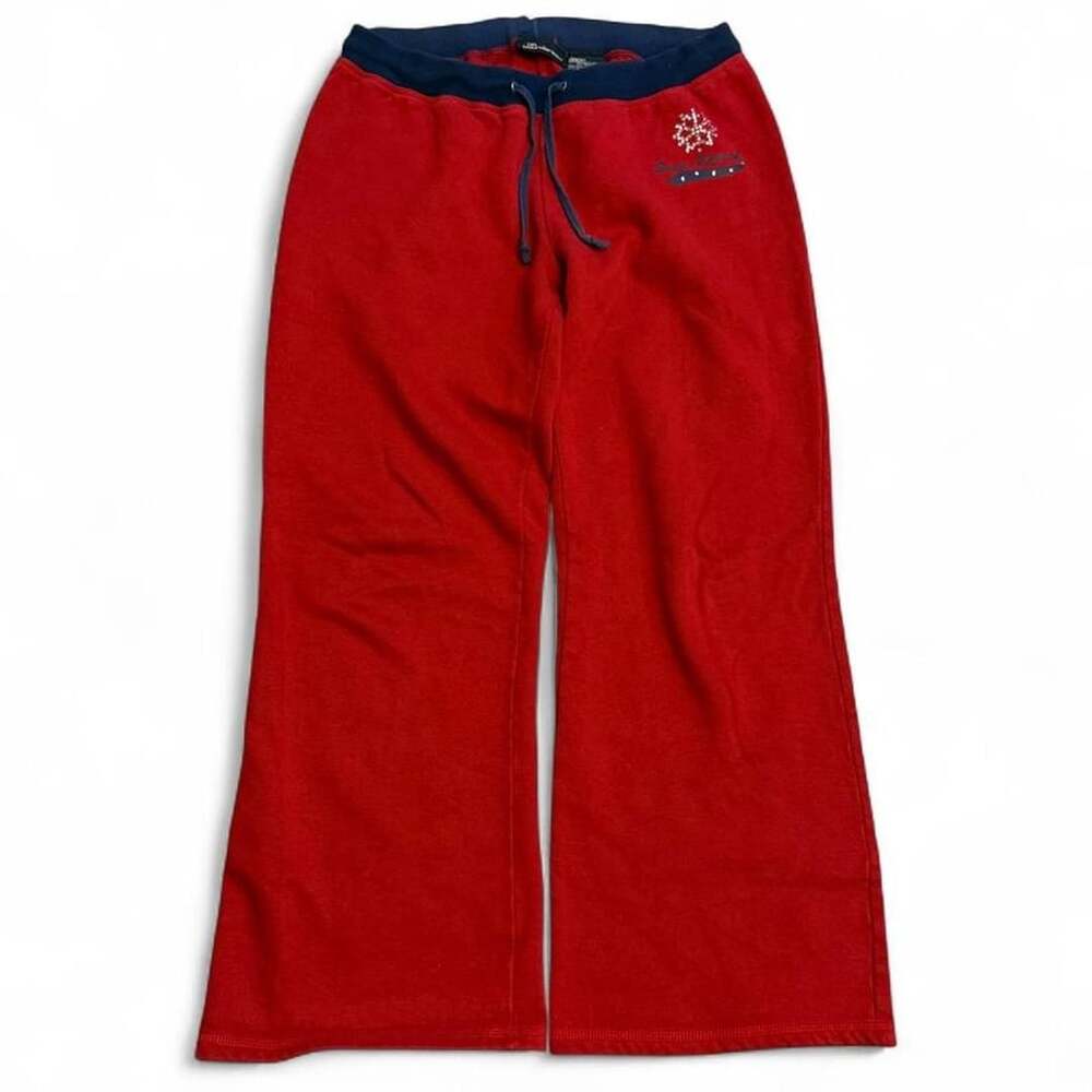 No Boundaries Rhinestone Sweatpants Juniors Medium 7/9 Red Snow Patrol